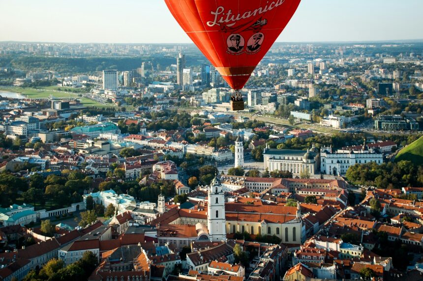 Hot Air Balloon over Vilnius Old Town