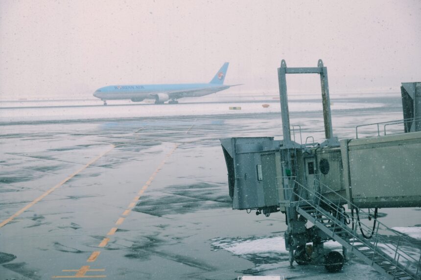 A korean air plane in the snow ©Minku Kang