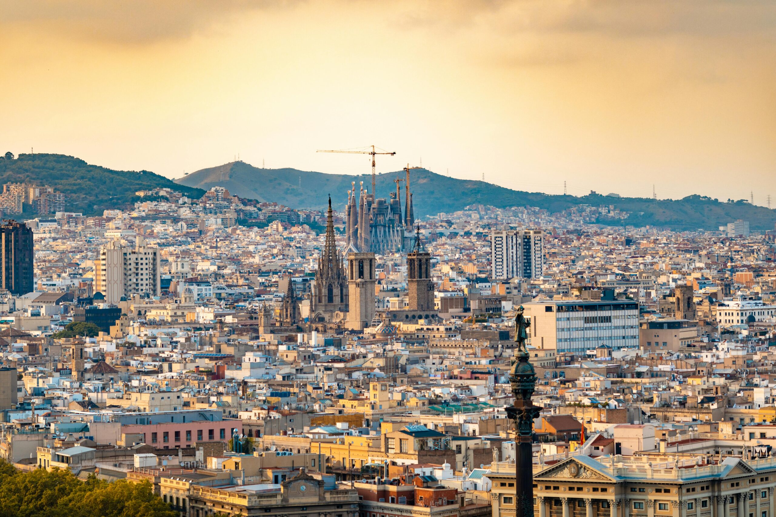 Barcelona, CT, Spain Aerial Photography of High-rise Buildings