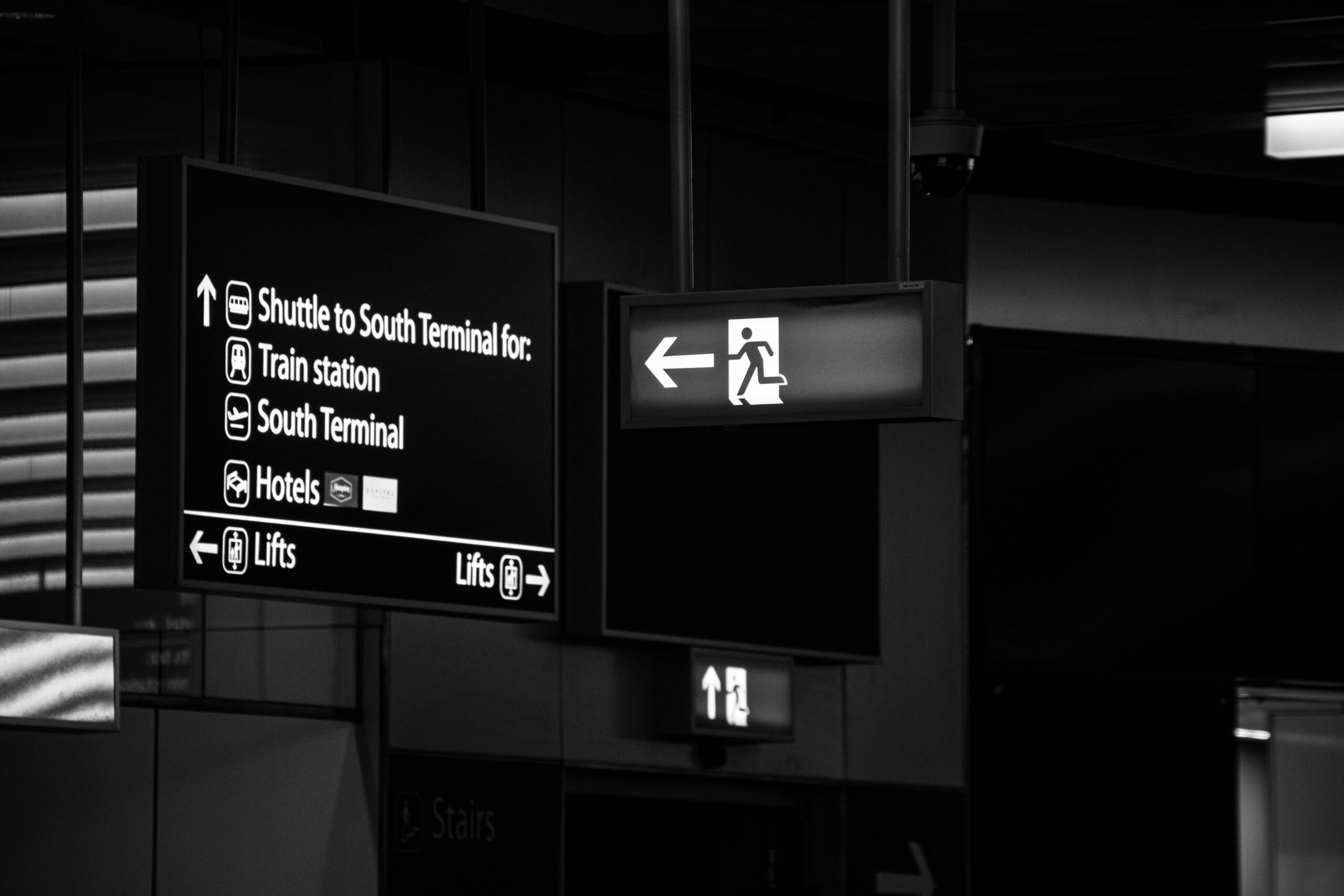 A directional sign at Gatwick