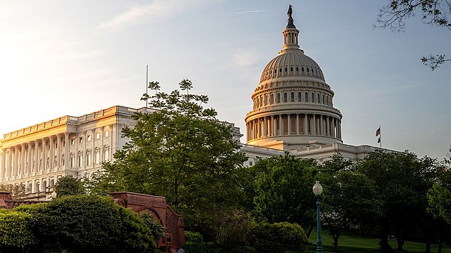 Picture of a sunrise at the United States Capitol building, provided by the Office of Congressman Robert Garcia via his House website.