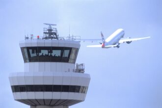 A photograph of London Gatwick Airport control tower