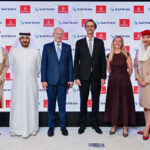 From left to right: Adel Al Redha, Sir Tim Clark, Olivier Andriès, Victoria Foy.