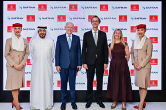 From left to right: Adel Al Redha, Sir Tim Clark, Olivier Andriès, Victoria Foy.