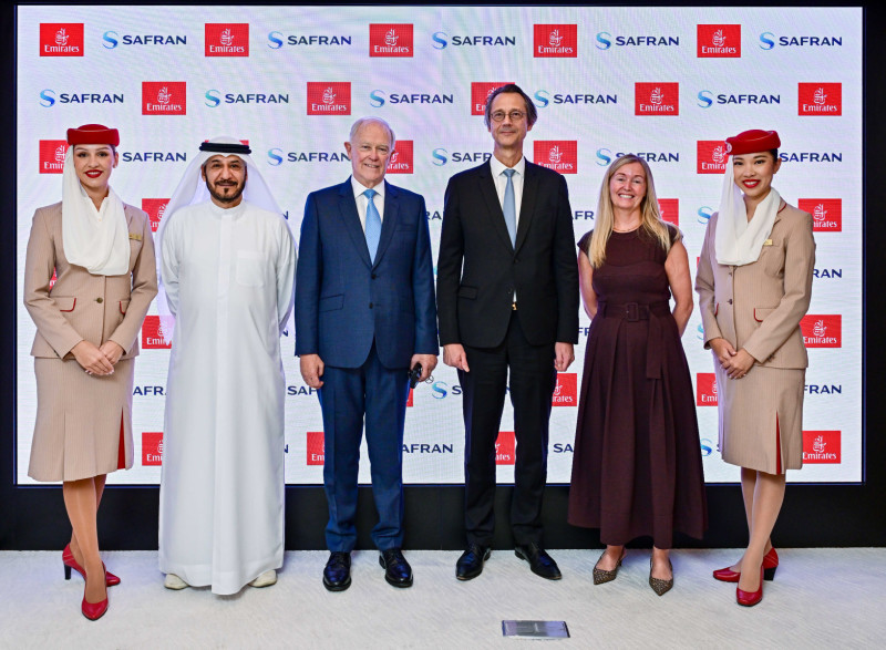 From left to right: Adel Al Redha, Sir Tim Clark, Olivier Andriès, Victoria Foy.
