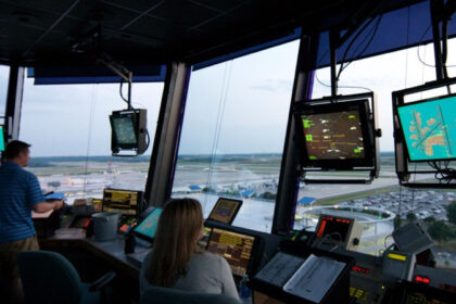 A inside picture of an Air Traffic Controller tower at Charlotte Douglas International Airport, N.C.