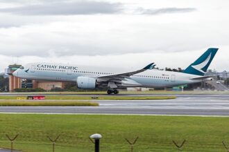 Cathay Pacific (B-LRA) Airbus A350-941 departing Sydney Airport