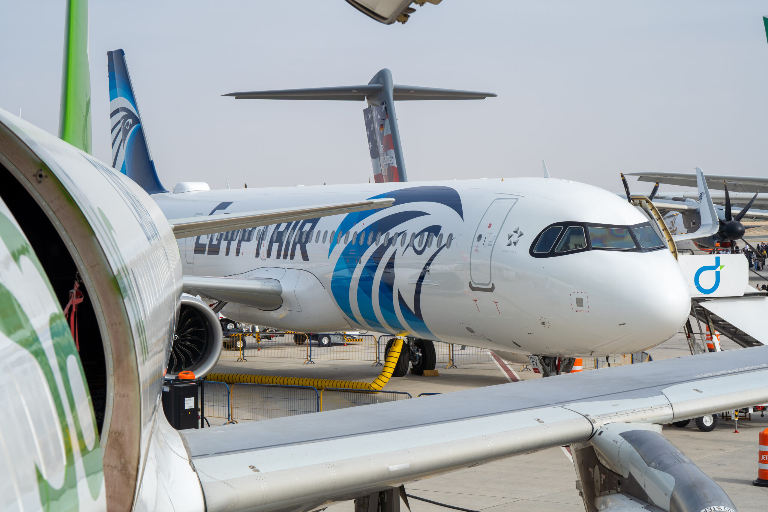A photo of EgyptAir from the Dubai Airshow in 2023