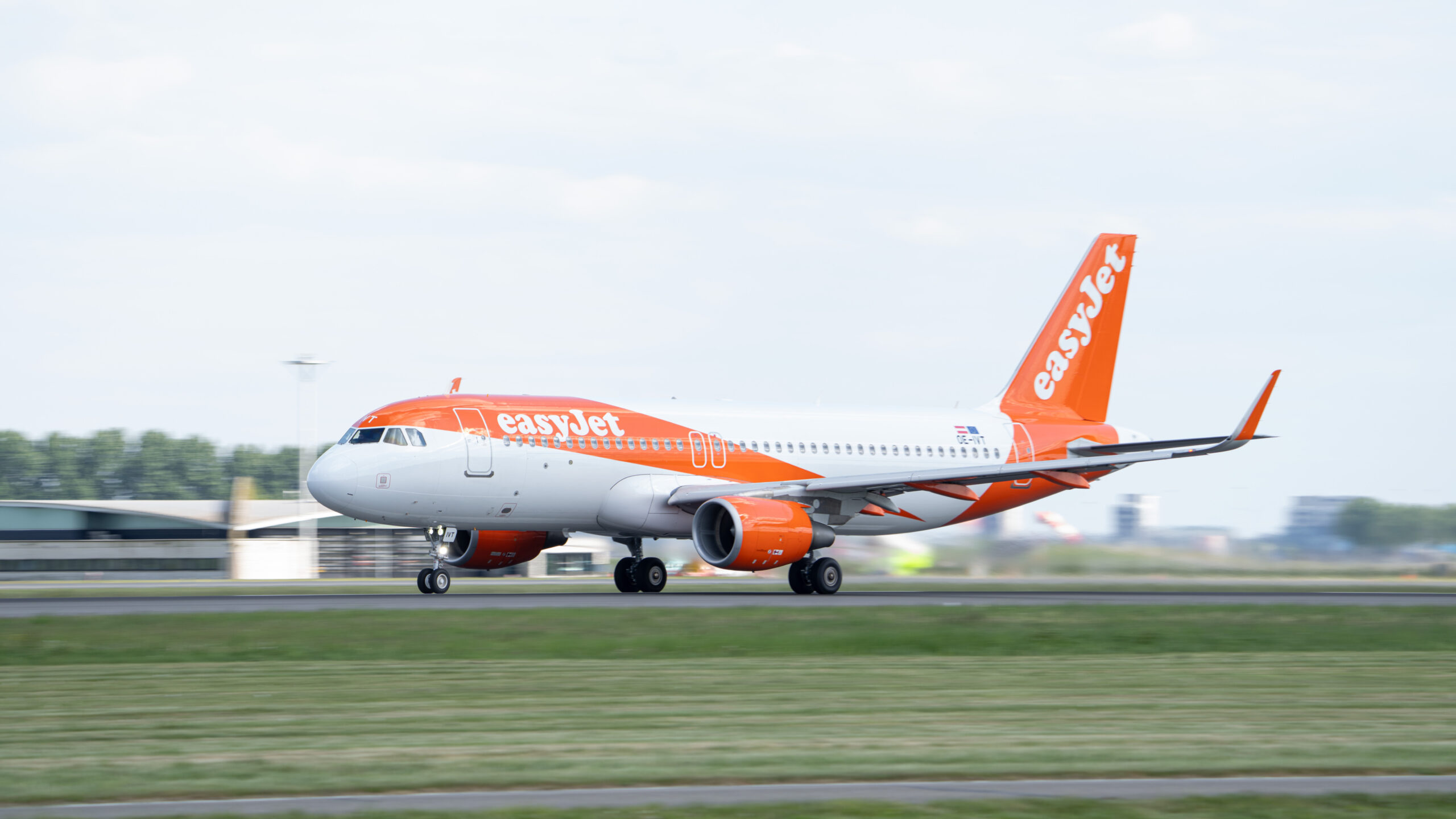 An easyJet plane coming in for landing.