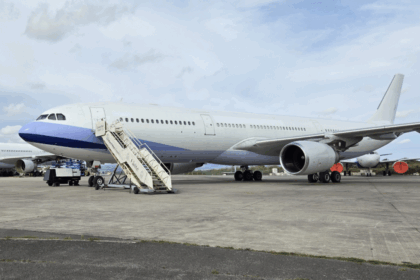 Two aeroplanes getting ready for dismantling