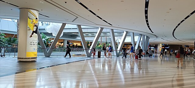 A photo of the interior of the Jewel Changi Airport in Singapore