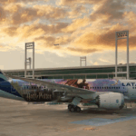 A picture of a LATAM aircraft with a Harry Potter-themed makeover