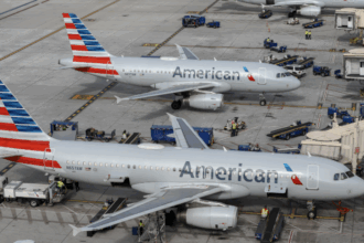 Row of American Airlines Planes