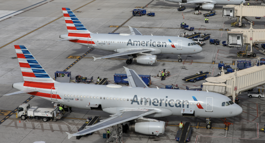 Row of American Airlines Planes