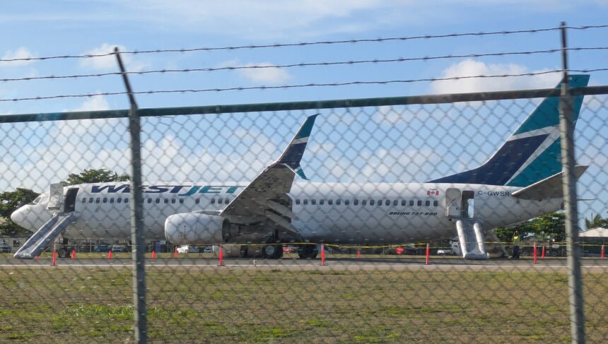 WestJet aircraft landed in the runway