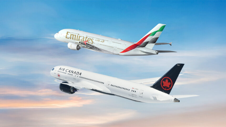 Emirates and Air Canada aircraft