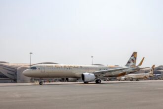 An Etihad Airways Airbus A321 aircraft.