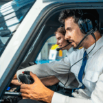 Two Pilots sat in the flight deck