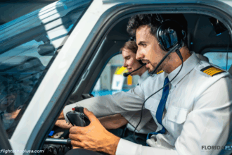 Two Pilots sat in the flight deck