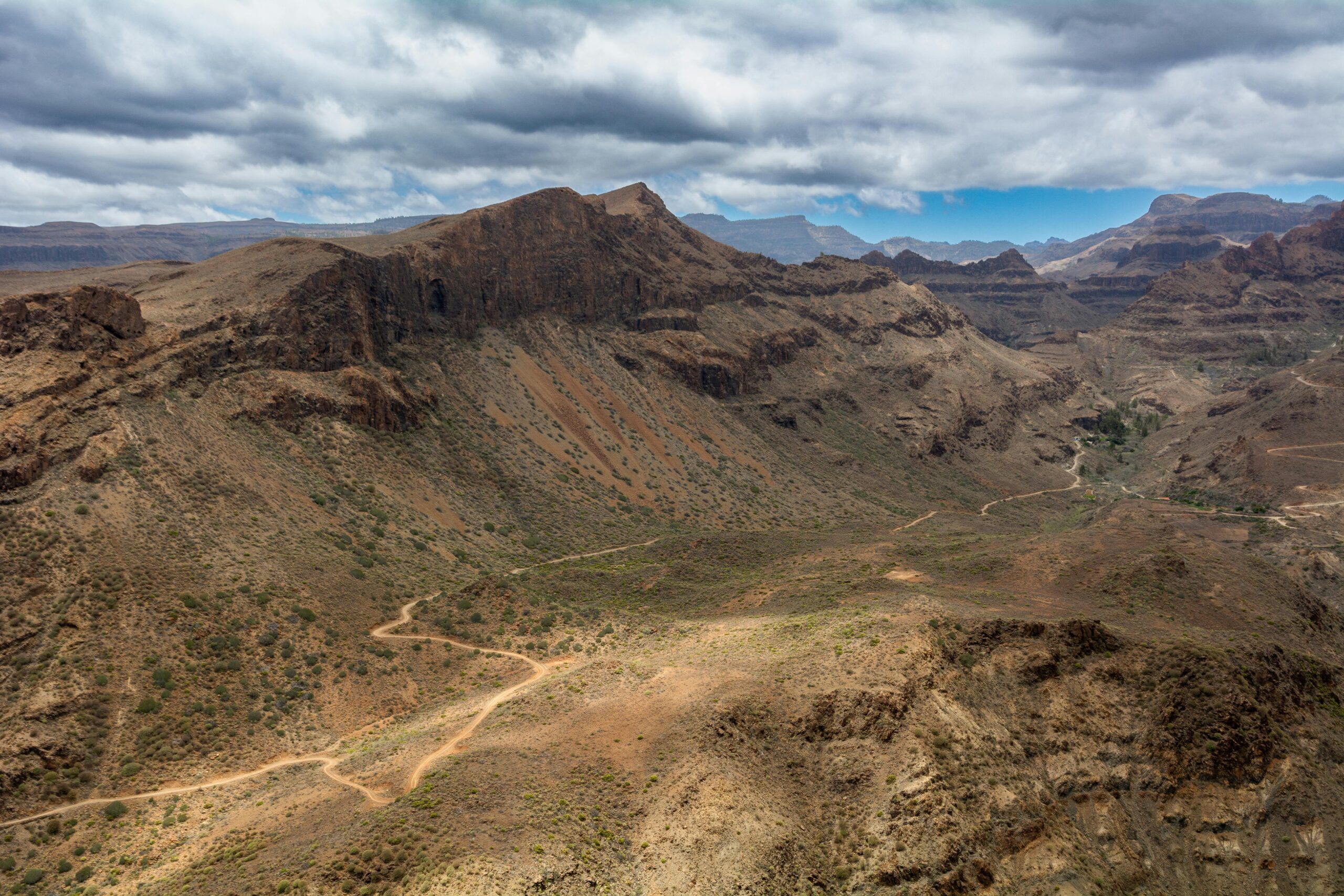 A mountain valley in the Canary Islands, desert climate.