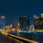 Stunning Night View of Macau Skyline with Illuminated Hotels