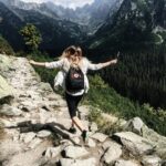 Woman hiking in the mountains