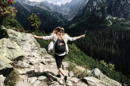 Woman hiking in the mountains