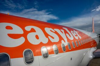 Close up of easJet airliner