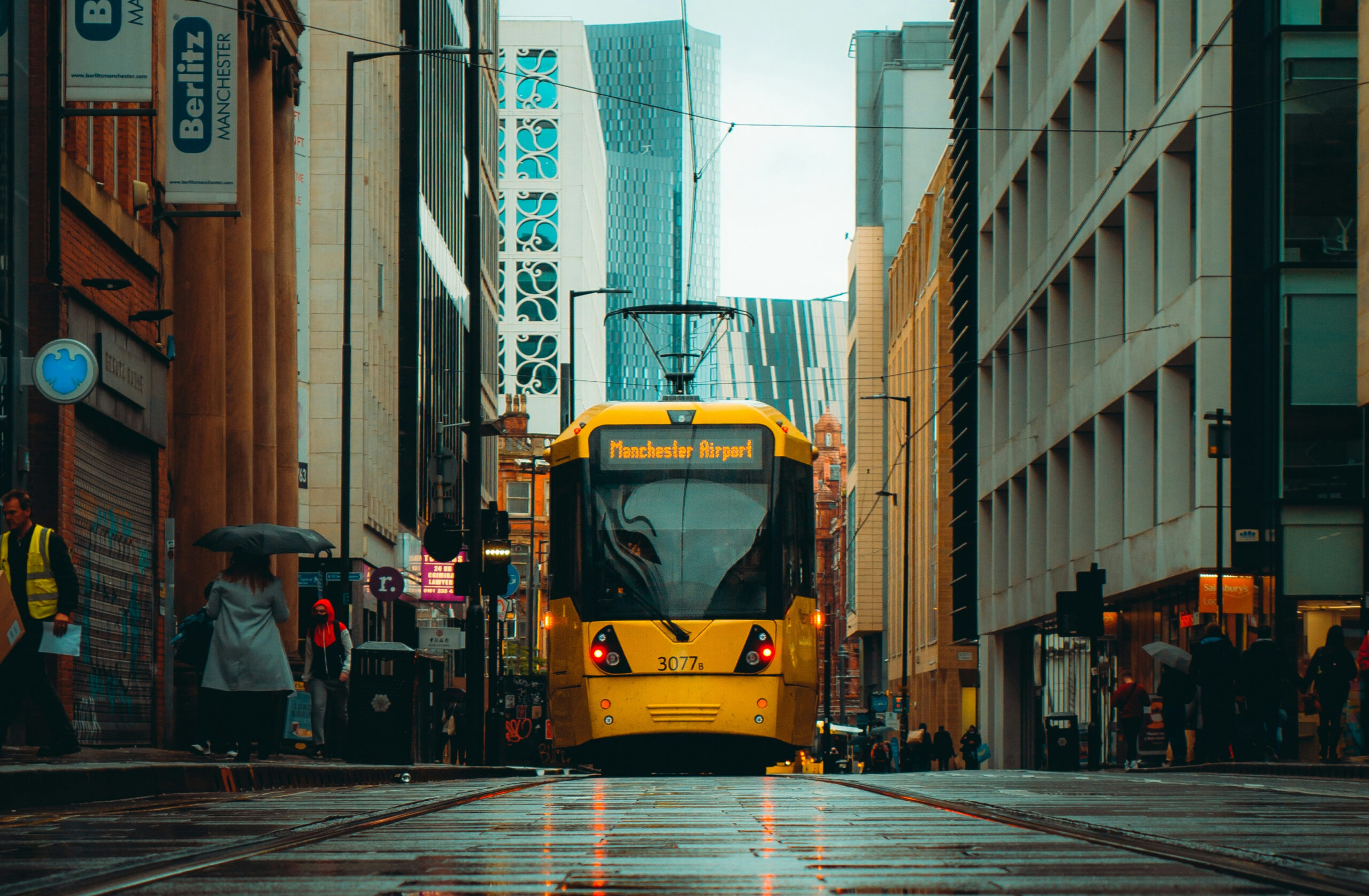 Manchester Tram in Piccadilly Gardens