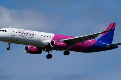 An aircraft flying in the sky