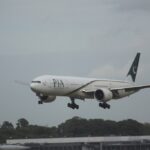 Pakistan International Airlines aircraft landing in the airport