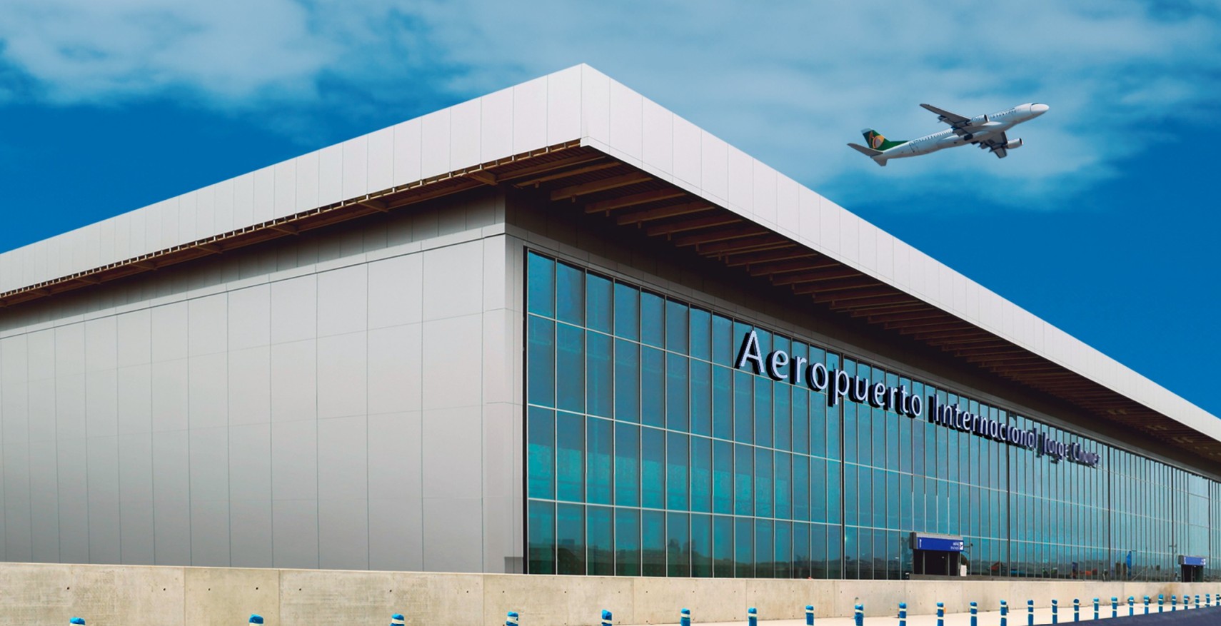 Aircraft flying above the terminal at Jorge Chávez International Airport in Lima, Peru.