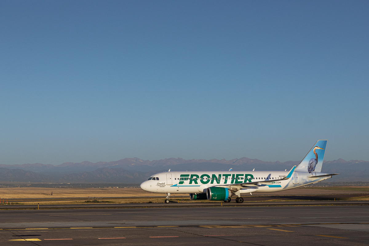 A photo of a Frontier Airline aircraft