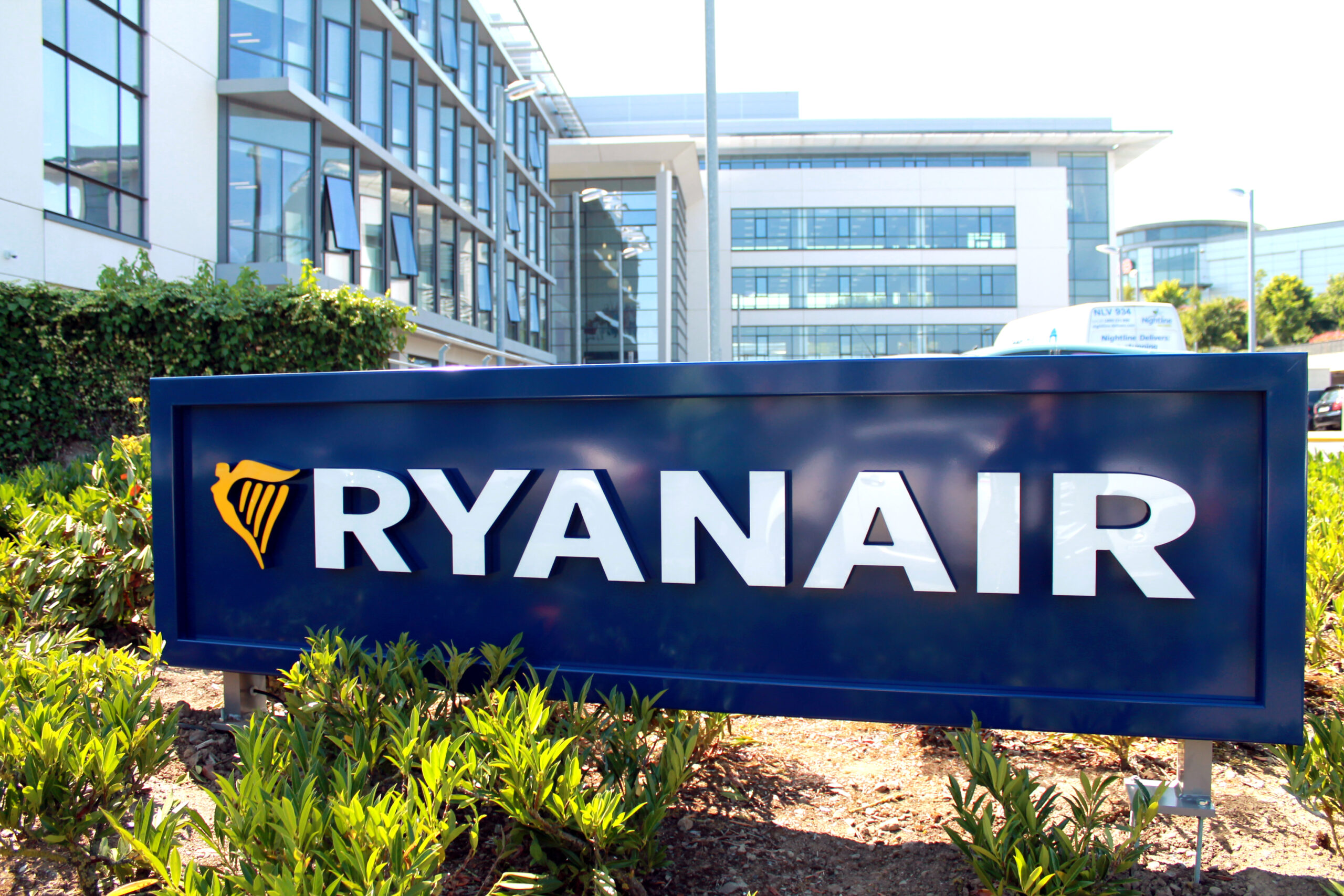 Ryanair sign outside head office