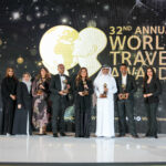Dignitaries of Emirates showing the awards won by Emirates in the 32nd World Travel Awards in Bahrain
