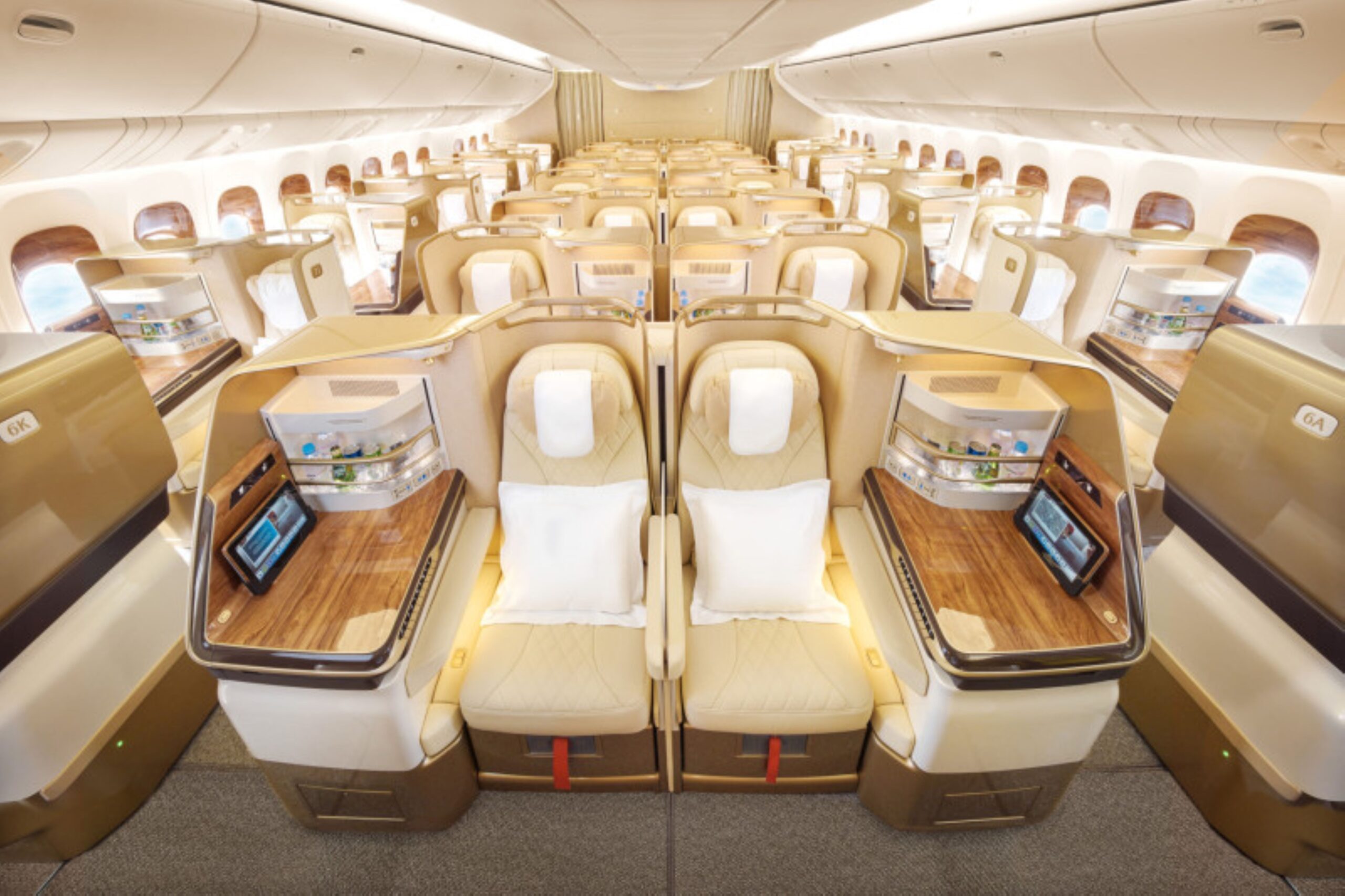 View of an upgraded business class cabin