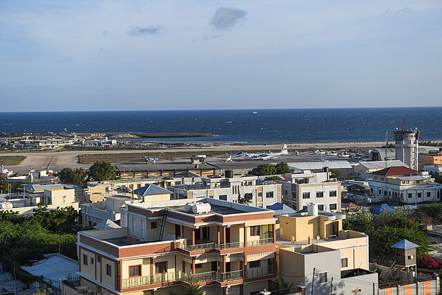 Overhead view of Aden Abdulle International airport in Mogadishu.