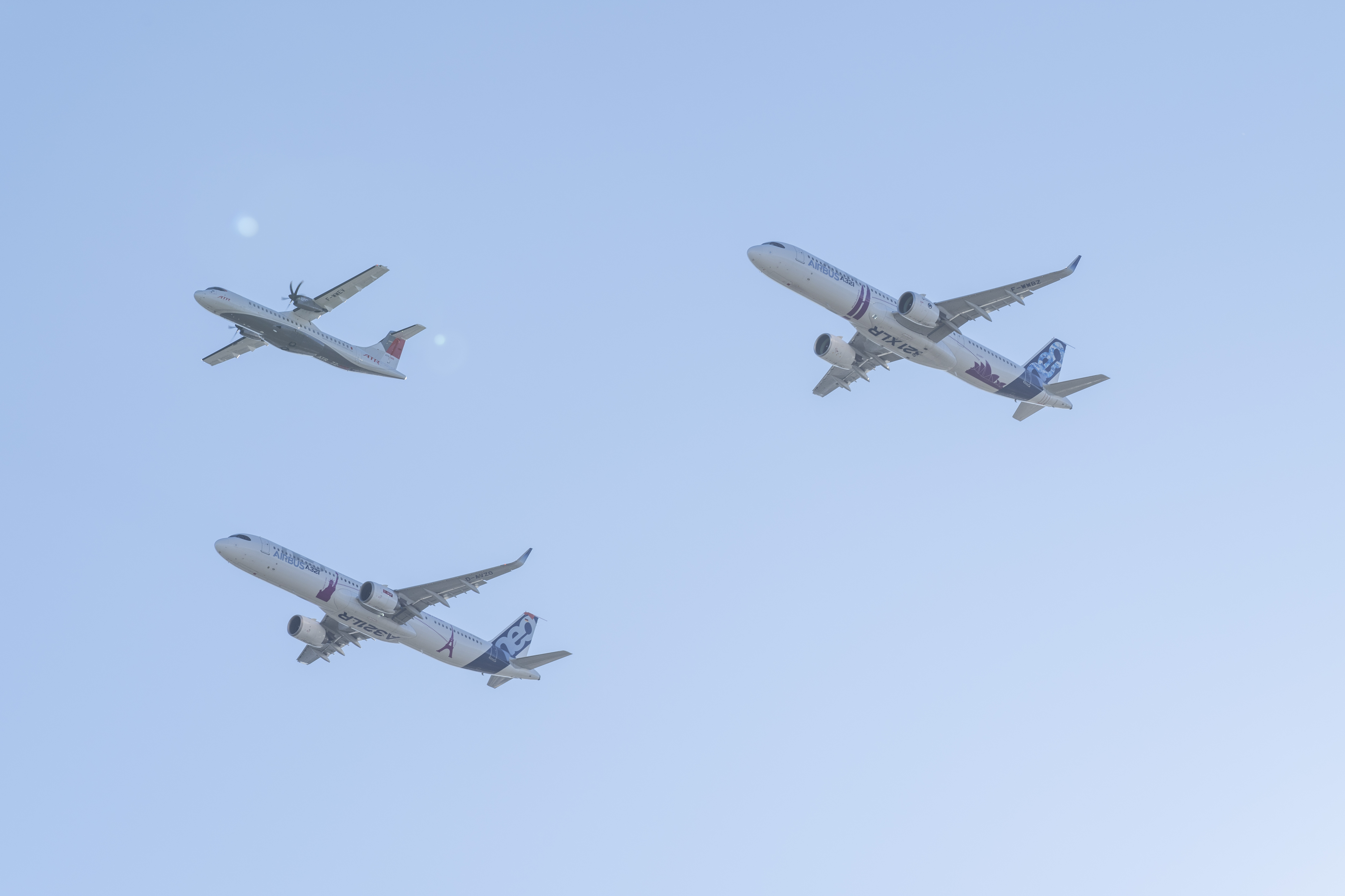A photo of Airbus aircraft family