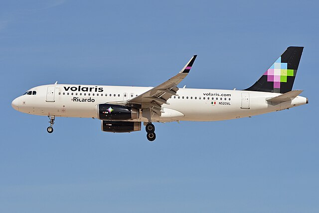 Volaris Airbus A320 in flight.