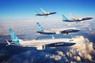 Boeing 737 MAX planes flying.