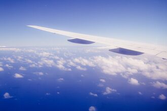 Boeing Plane wing out the window