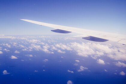 Boeing Plane wing out the window