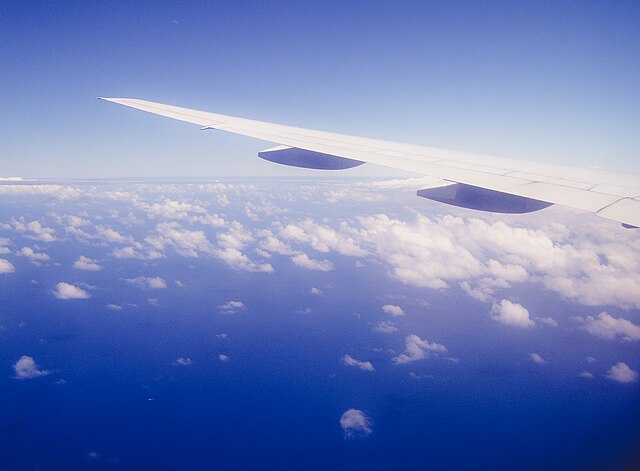 Boeing Plane wing out the window
