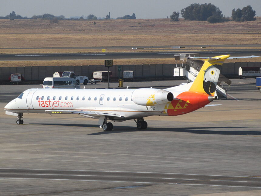 Fastjet Embraer 145 at O R Tambo International Airport in Johannesburg © Sean Mendis