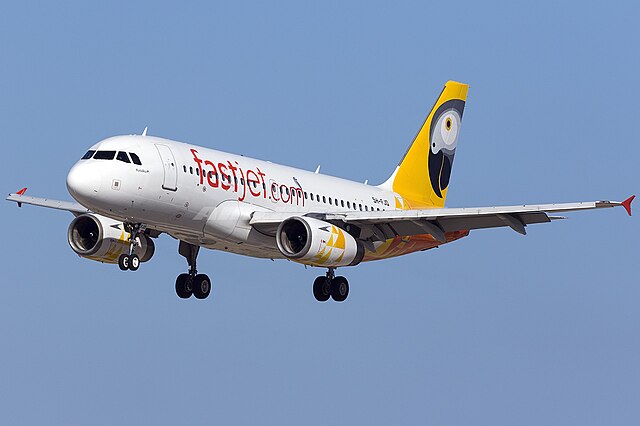 Fastjet Airbus A319-131 (5H-FJD) on finals at Malta