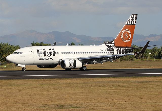 Fiji Airways landing at Nadi International airport