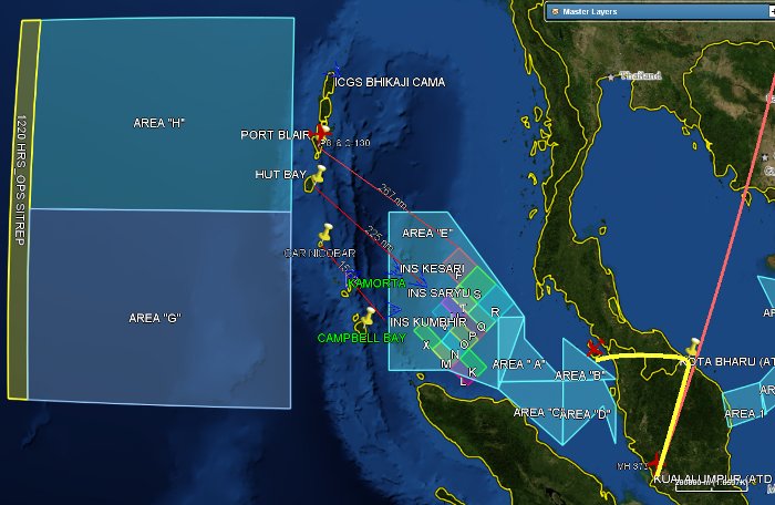 Map showing MH370 India search areas, including the MH370 high-probability search zone linked to the MH370 search 2025 and Ocean Infinity’s deep-sea mission.
