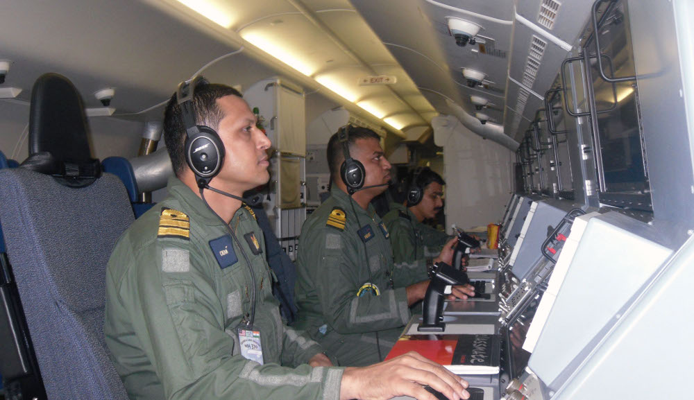 Indian Navy operators monitoring radar during early Malaysia Airlines MH370 searches, referenced in the MH370 search 2025 and Ocean Infinity MH370 deep-sea search.