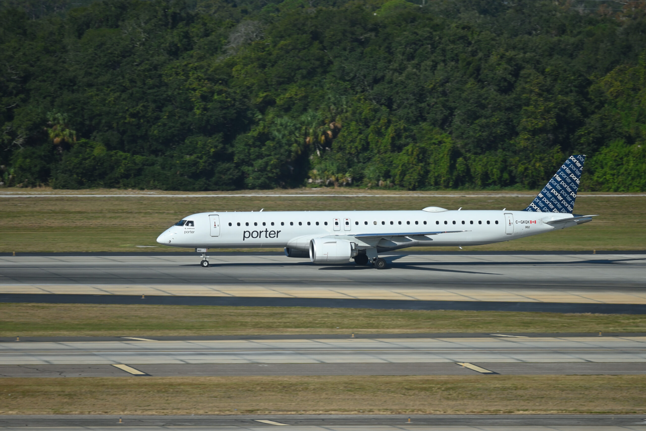 Porter Airlines E195-E2 on the runway at Tampa International Airport