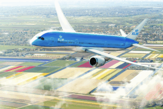 KLM soaring through the skies
